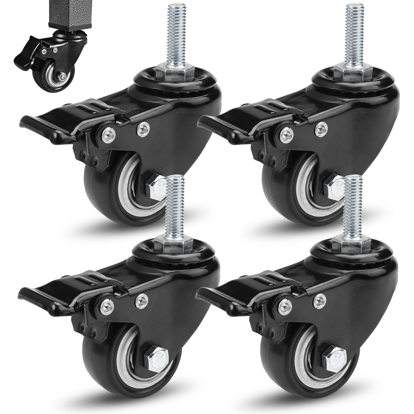 Ruote Per Ruote 4 Ruote M12 Girevoli Da 50 Mm Con Freno, Rotelle