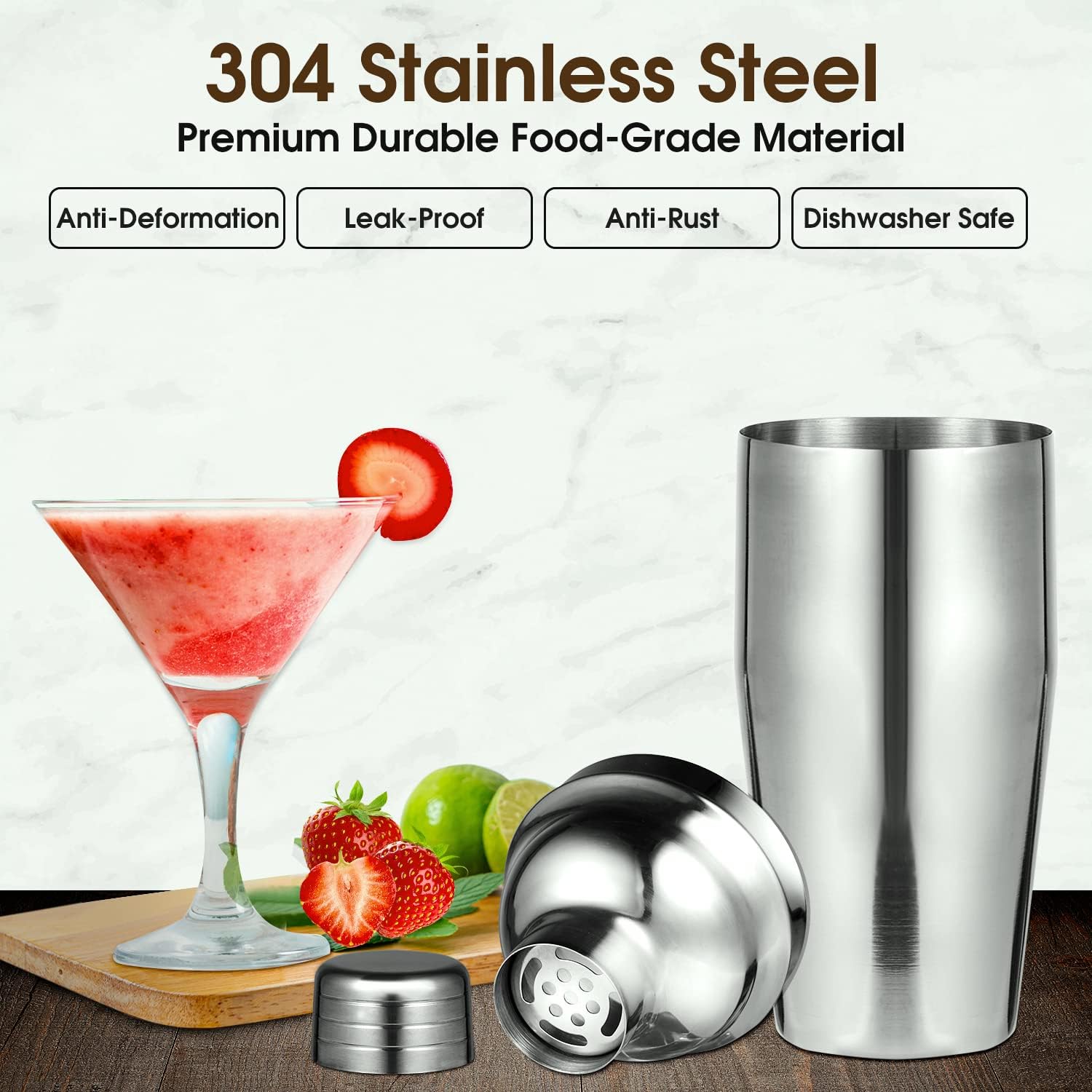 Cocktail Shaker Set, 12 Pcs Bartender Kit with Stand, Rabbitstorm Bar Tools Gift Set, 20 Oz Stainless Steel Martini Mixer, Bar Accessories with Jigger Strainer Mixer Spoon Muddler Liquor Pourer