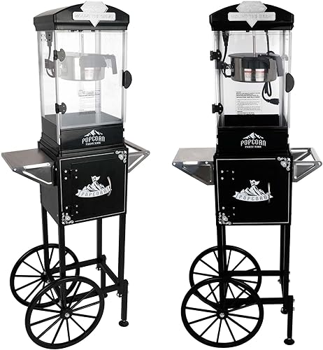 Miniatura 19 de Máquina de palomitas de maíz vintage con carrito, carrito de palomitas de maíz de 20 onzas, máquina de palomitas de maíz con gabinete de Rojo