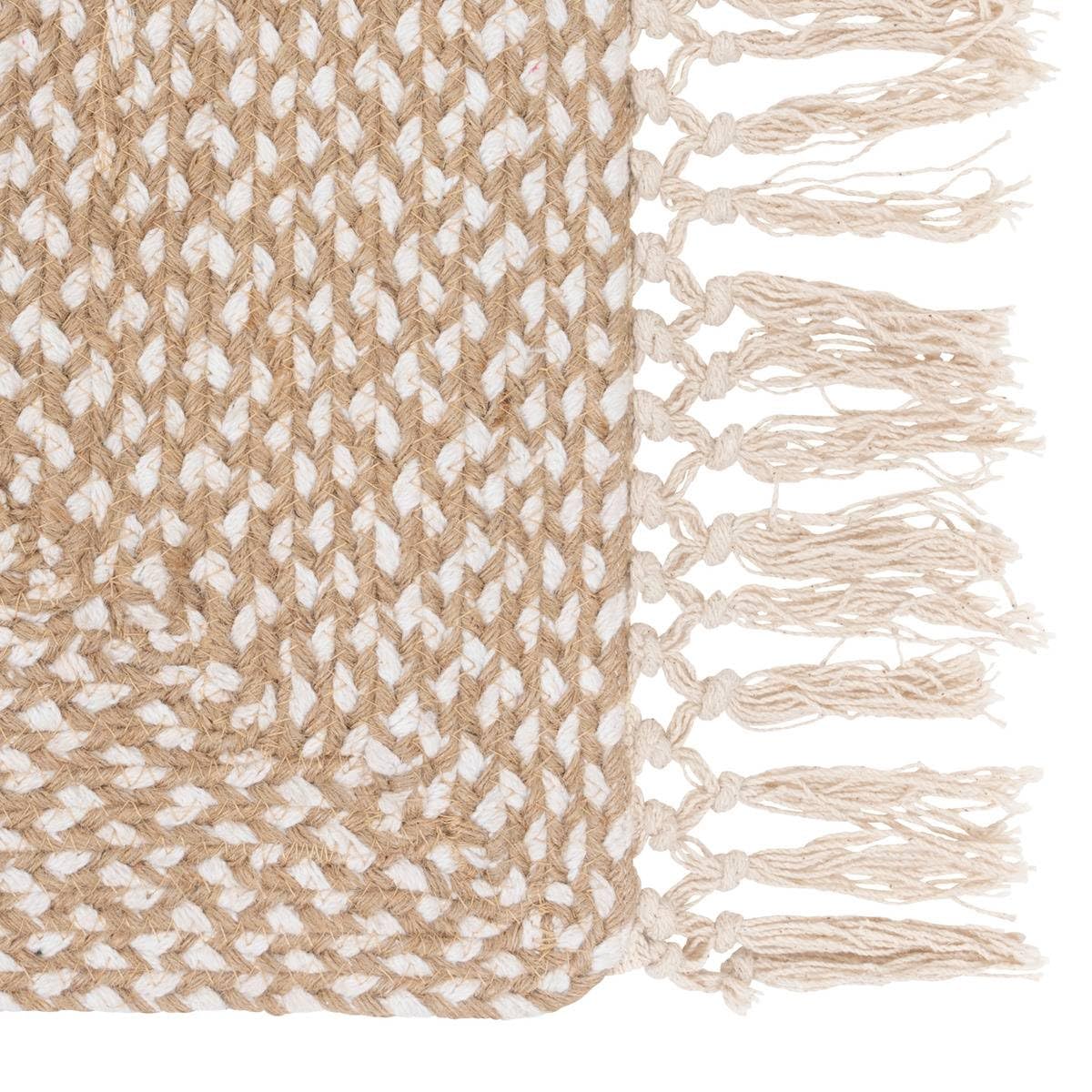Tapis de Couloir mélange de Jute et de Coton avec Franges 80 x 200 cm - Atmosphera