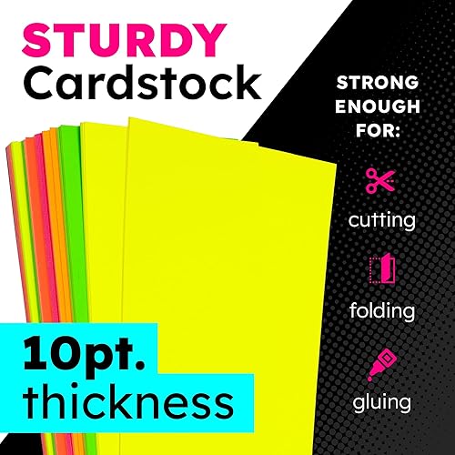 Miniatura 3 de Hygloss Cartel de neón  Papel de cartulina fluorescente de doble cara de 22 x 28 pulgadas  100 hojas, 10 puntos de grosor  Ideal para carteles,