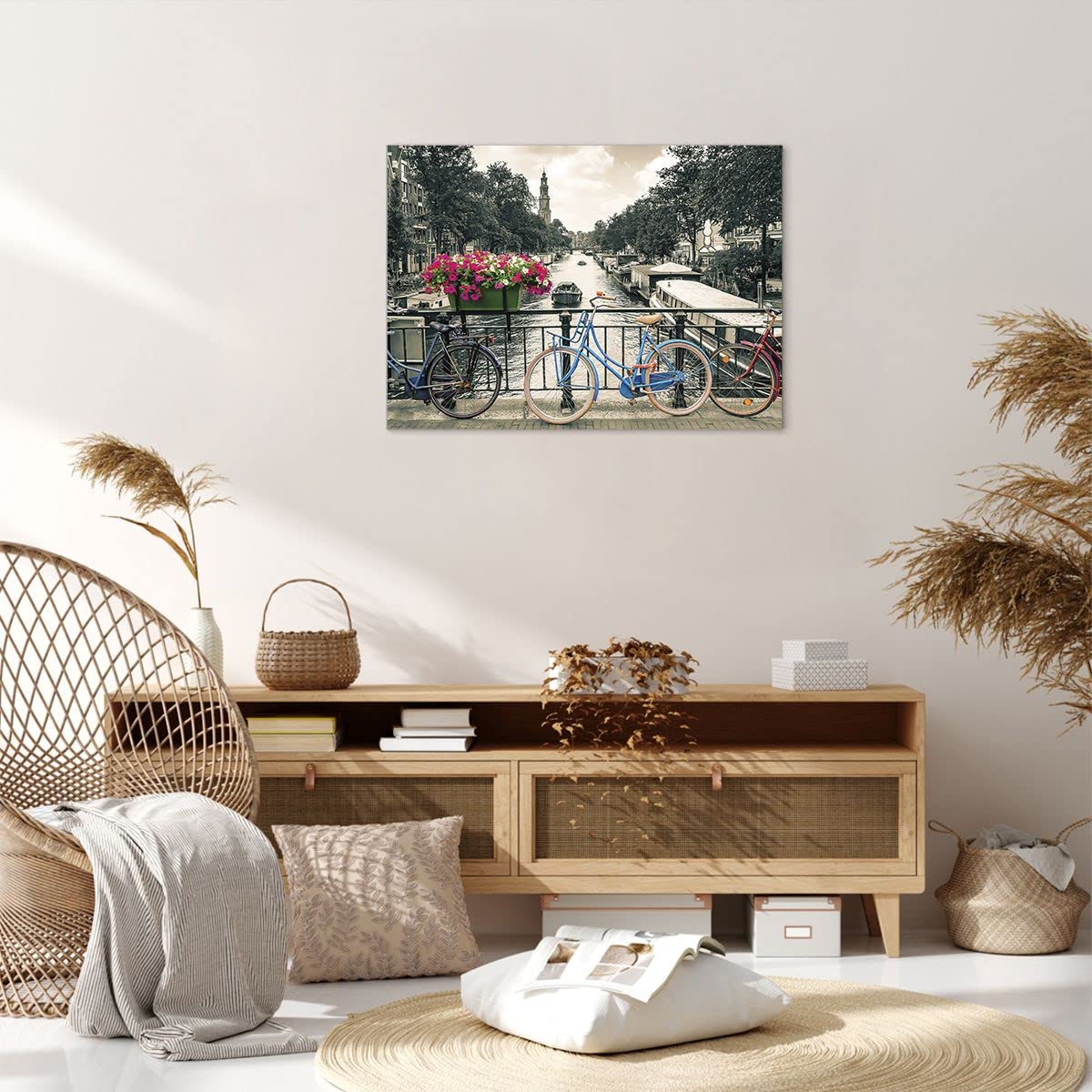 ARTTOR Lienzos decorativos Ámsterdam Bicicletas Puente Cuadro Sobre Lienzo Moderno 70x50cm Cuadros Decoracion Salon Dormitorio Cocina Cuadros Pared Imágenes Wall Art Prints Decor Canvas AA70x50-4503