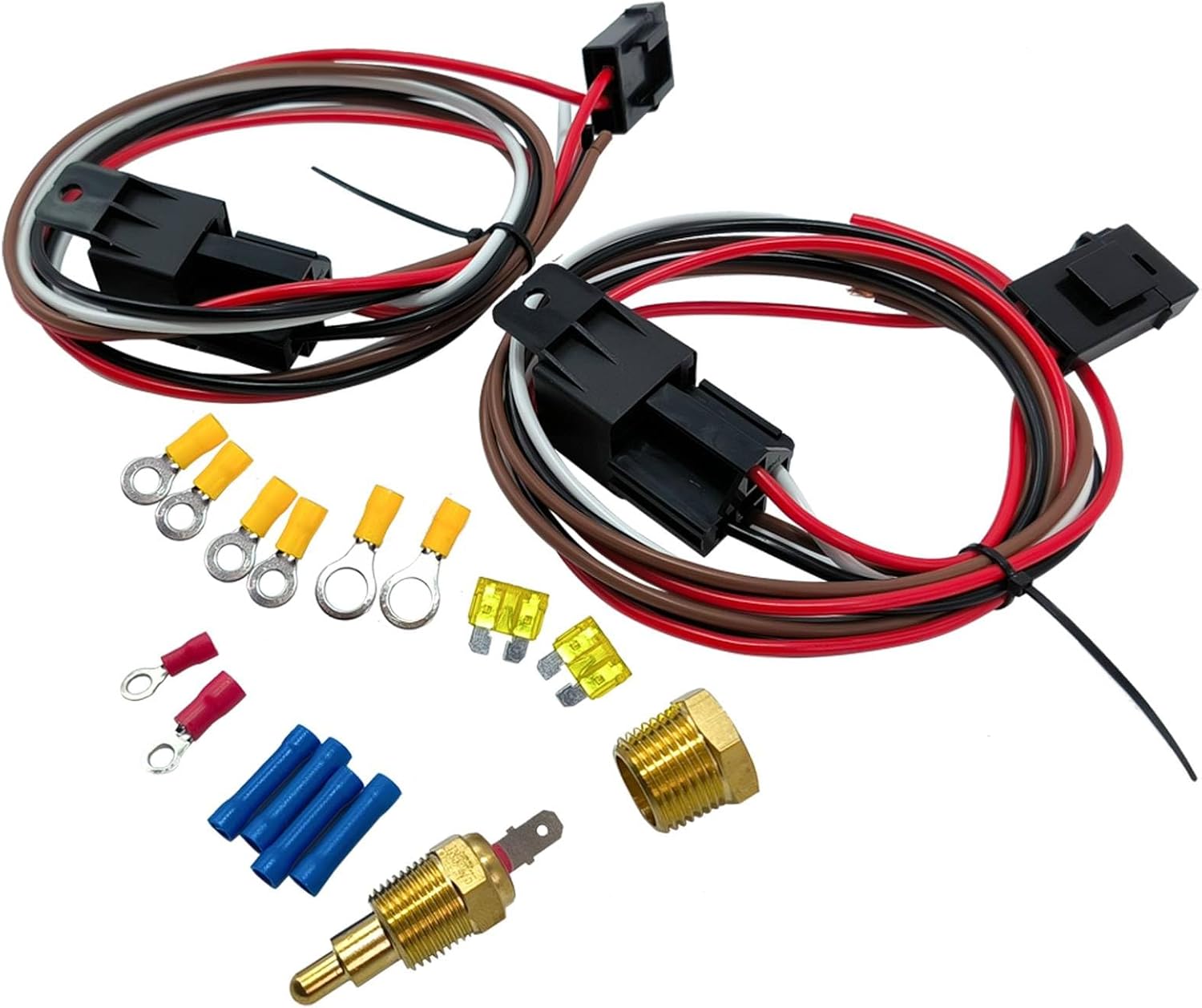 Car Daul Electric Cooling Fan Wiring Install Kit 185/175 Thermostat 40 Amp Relay PC2054S