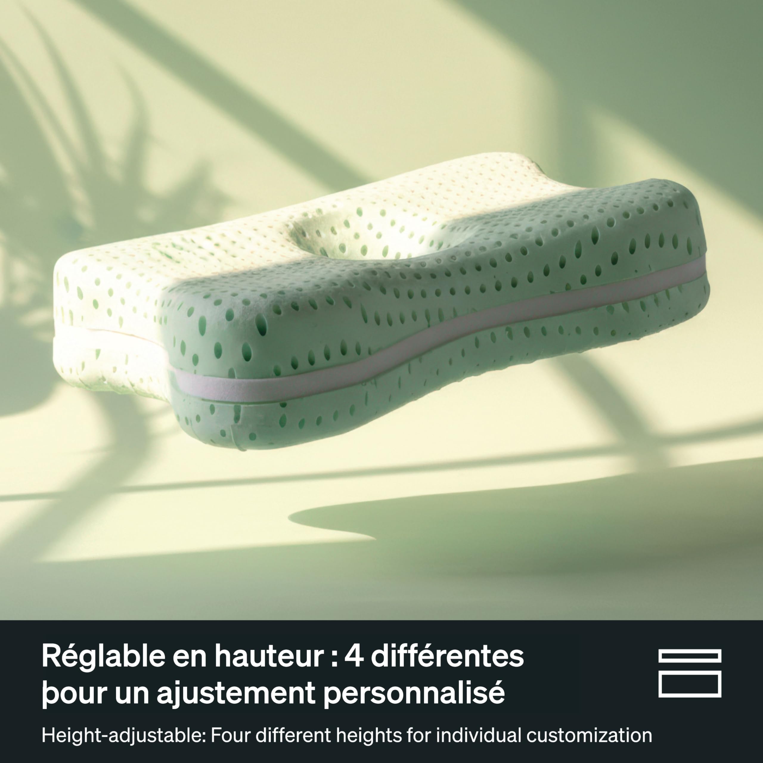 Blackroll® Recovery Pillow Plus (23,6x15,7 pouces) – Coussin cervical ergonomique réglable en hauteur (2,4–5,1 pouces) en mousse à mémoire de forme, pour dormeur sur le côté, sur le dos et sur le