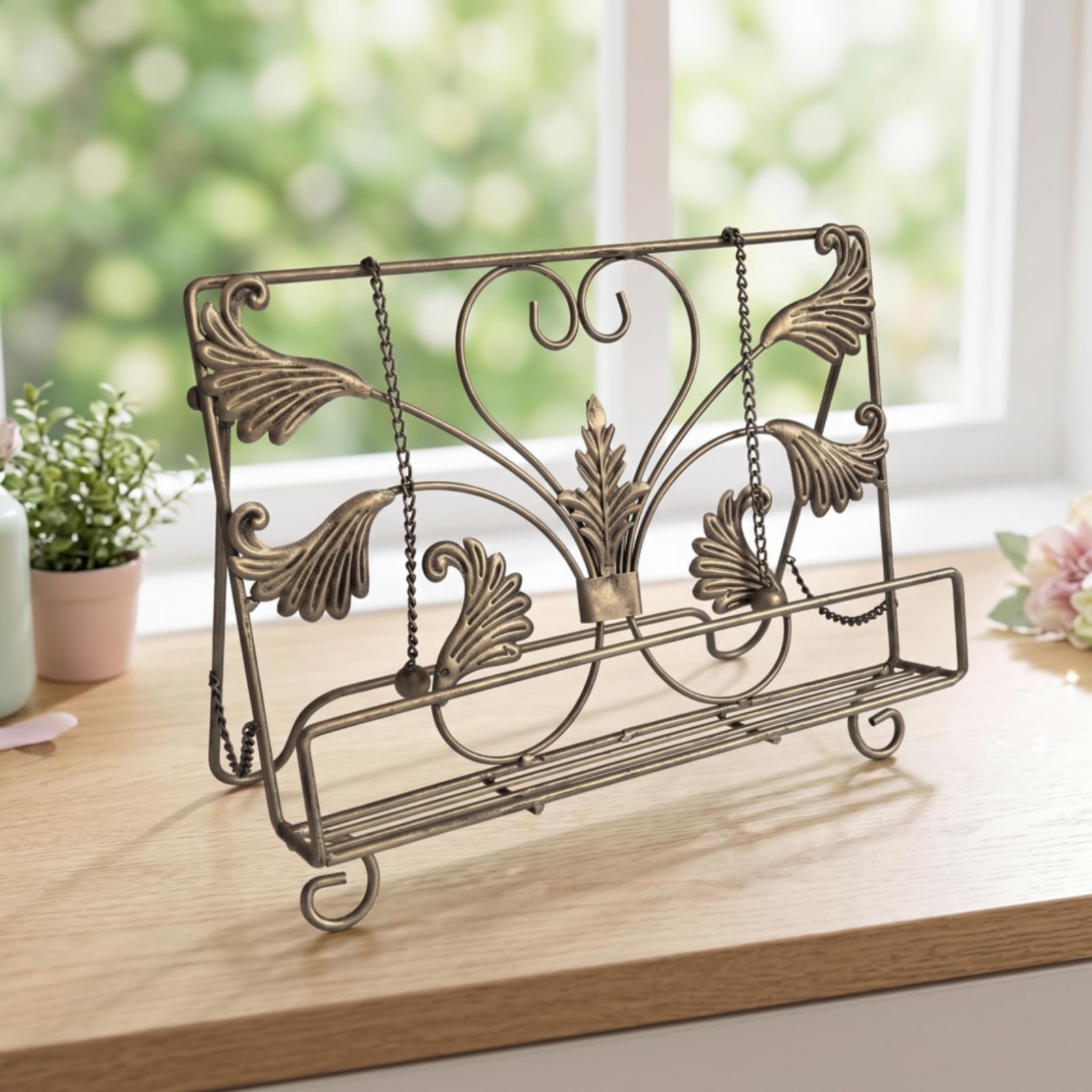 F Fityle Soporte Lectura corativo Hierro con Respaldo Inclinado Estable y Repisa Rectangular para Varios Tamaños Libros Acuado para Escritorio Estantería y Mesa Trabajo en la Oficina O Cocina