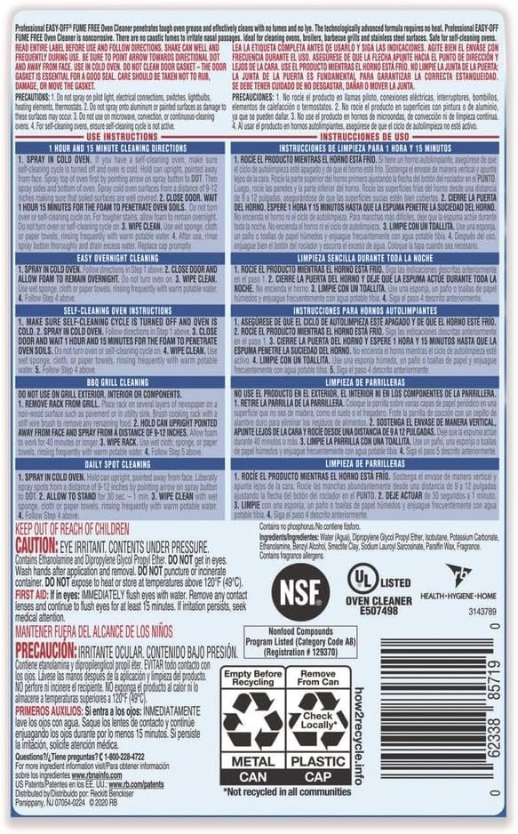 Fume Free Max Oven Cleaner, Foam, Lemon, 24 Oz Aerosol Spray, 6/carton