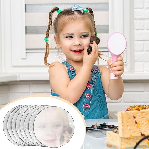 Miniatura 5 de Fulmoon 100 piezas de papel de espejo plateado, cartulina metálica de 3 pulgadas, círculos reflectantes, hojas de tablero de espejo de aluminio,