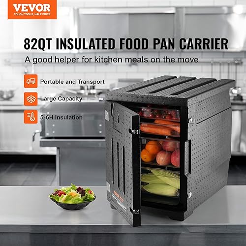 Miniatura 2 de VEVOR Transportador de bandeja de alimentos aislado, caja caliente de 95 cuartos de galón para catering, LLDPE caja de alimentos con hebillas