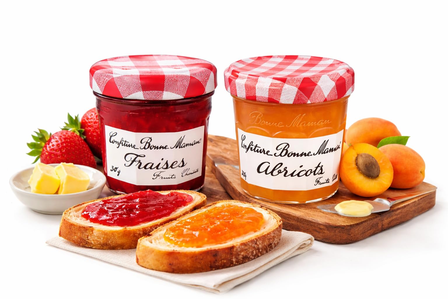 COLIS 30 Confitures Bonne Maman 30g – Fraise & Abricot (Assortiment Portions Individuelles)