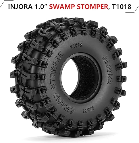 Miniatura 2 de INJORA Neumáticos 1.0 - S5 Swamp Stomper Crawler Neumáticos para TRX4M AX24 SCX24 FCX24 118 124 RC Crawler Car, 2.480 x 0.945 in, T1018
