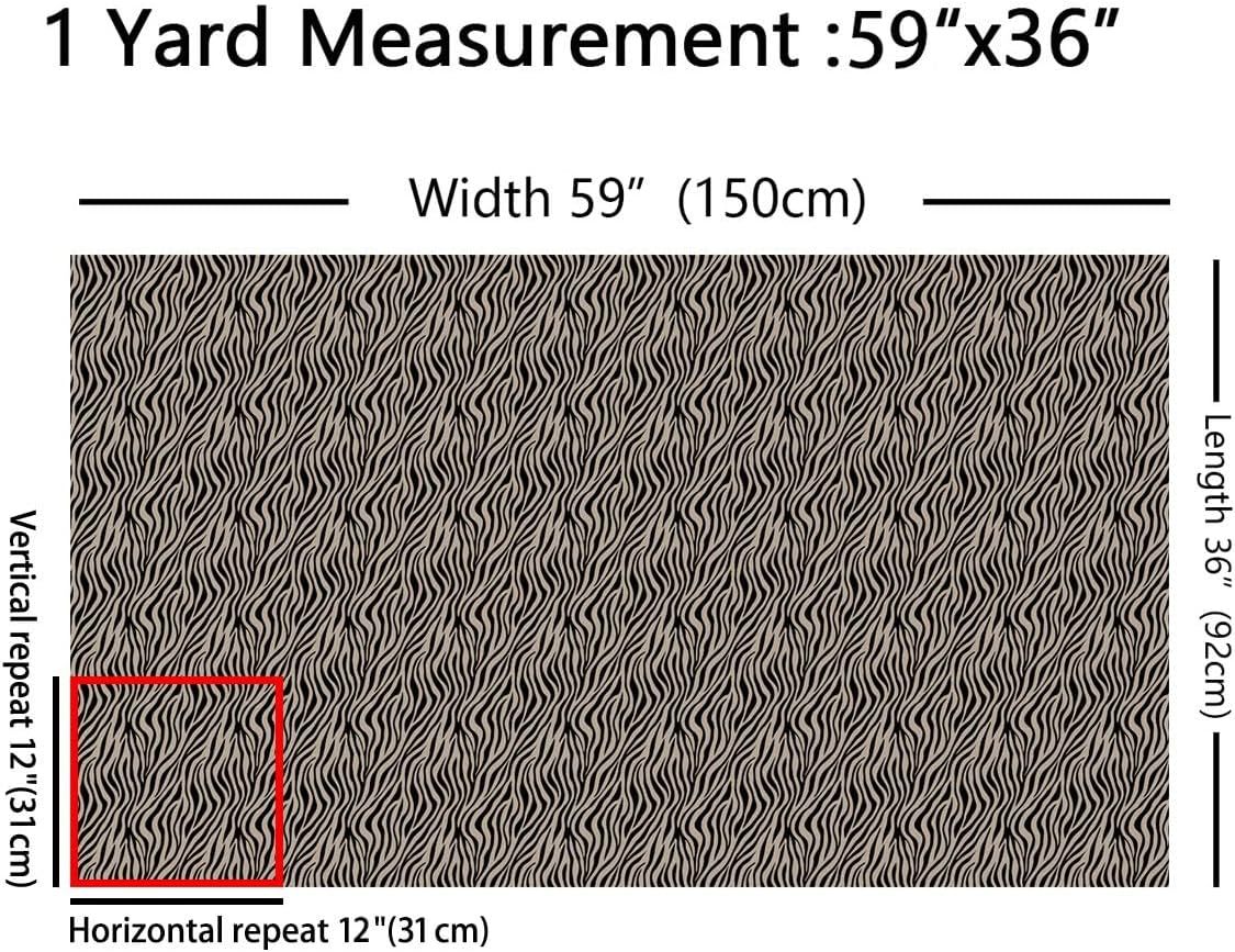 Manfei Zebra Stripe Indoor Outdoor Fabric,Wildlife Texture Soft Flannel Polyester No Stretch African Wild Animal Crafts & Sewing Supplies DIY Fabrics,5 Yard Bolt,180" L x 59" WTaupe Black image 3