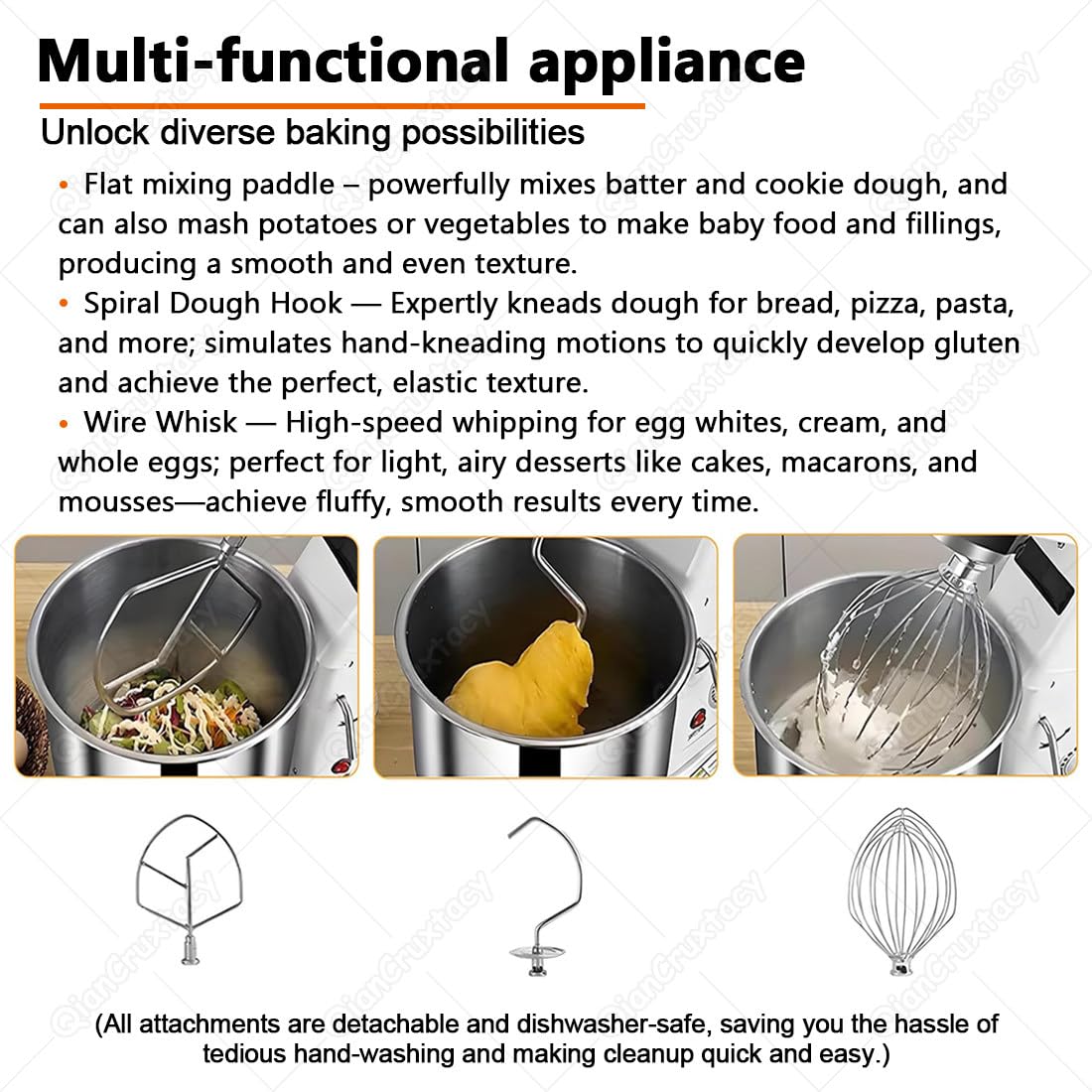 Impastatrice Elettrica Multifunzione per Pane E Dolci 7L | Macchina Planetaria per Dolci, Pane, Pizza e Pasta, Adatta per Pasticcerie, Ristoranti e Hobbisti della Panificazione