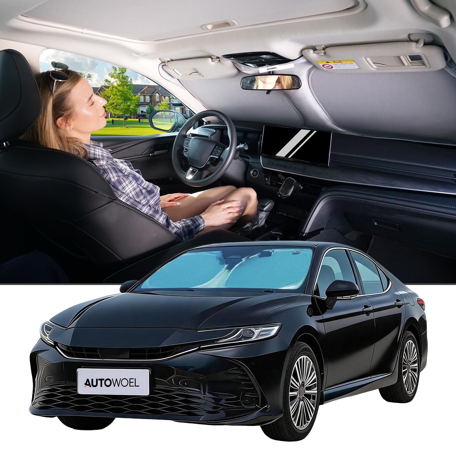 AUTOWOEL Graphene Dual-Layer Windshield Sun Shade
