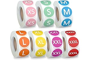 Colorful and Practical Clothing Size Stickers for Effortless Organization