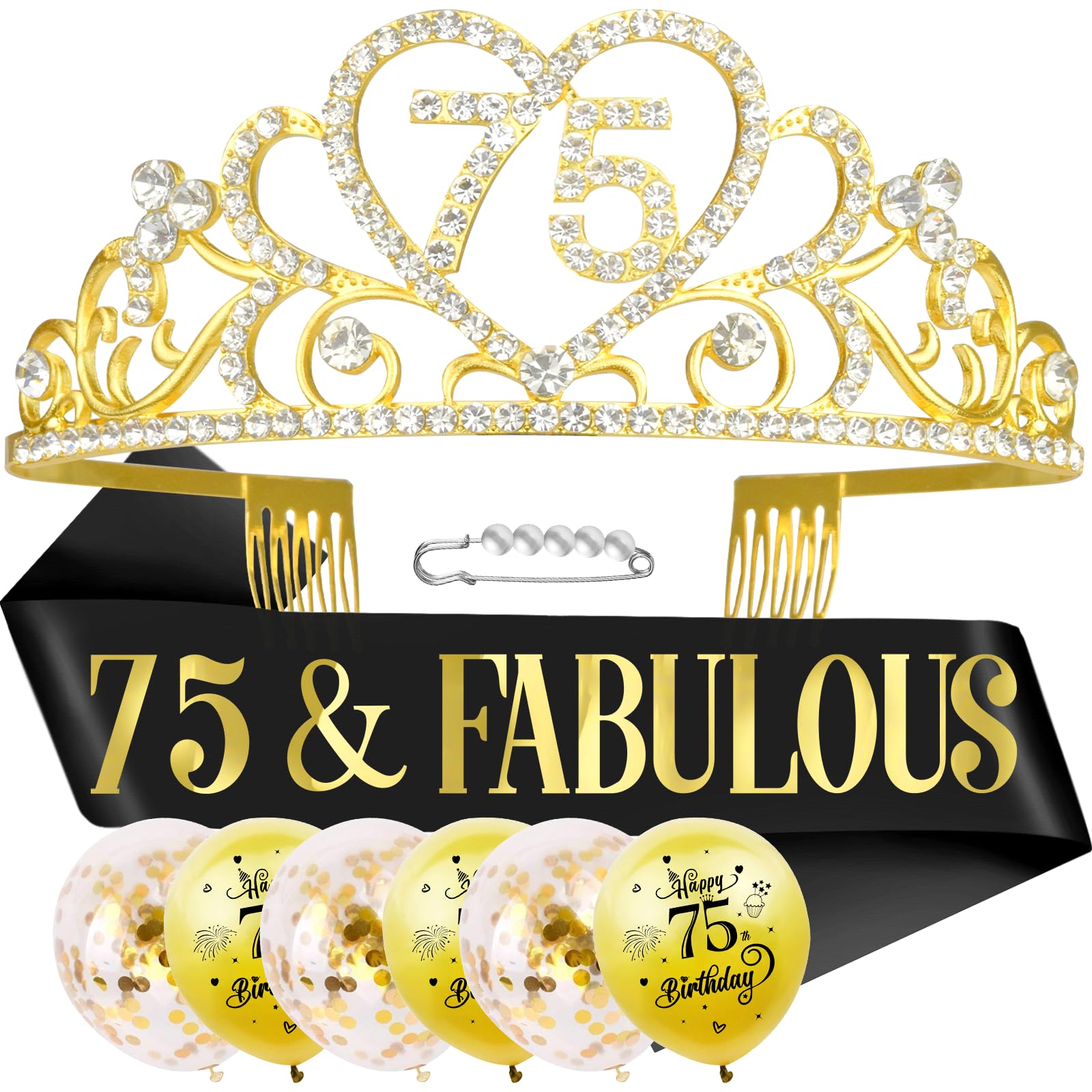 Ensemble écharpe Et Diadème 70e Anniversaire - Écharpe Satin '70 & Fabulous', Diadème Strass - Cadeau Chic Pour Femme - 3