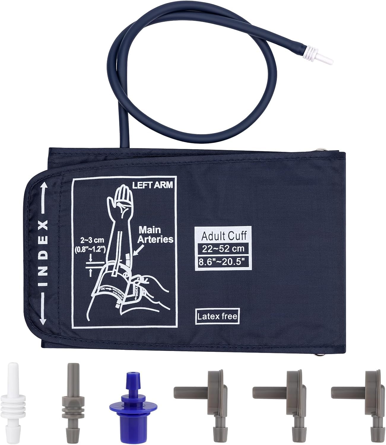Manguito Monitor de Presión Arterial Extra Grande 22-52 cm, Compatible con la Mayoría de los Monitores de Presión Arterial, Brazalete Tensiometro Extra Grande para Brazo Grande con 6 Conectores
