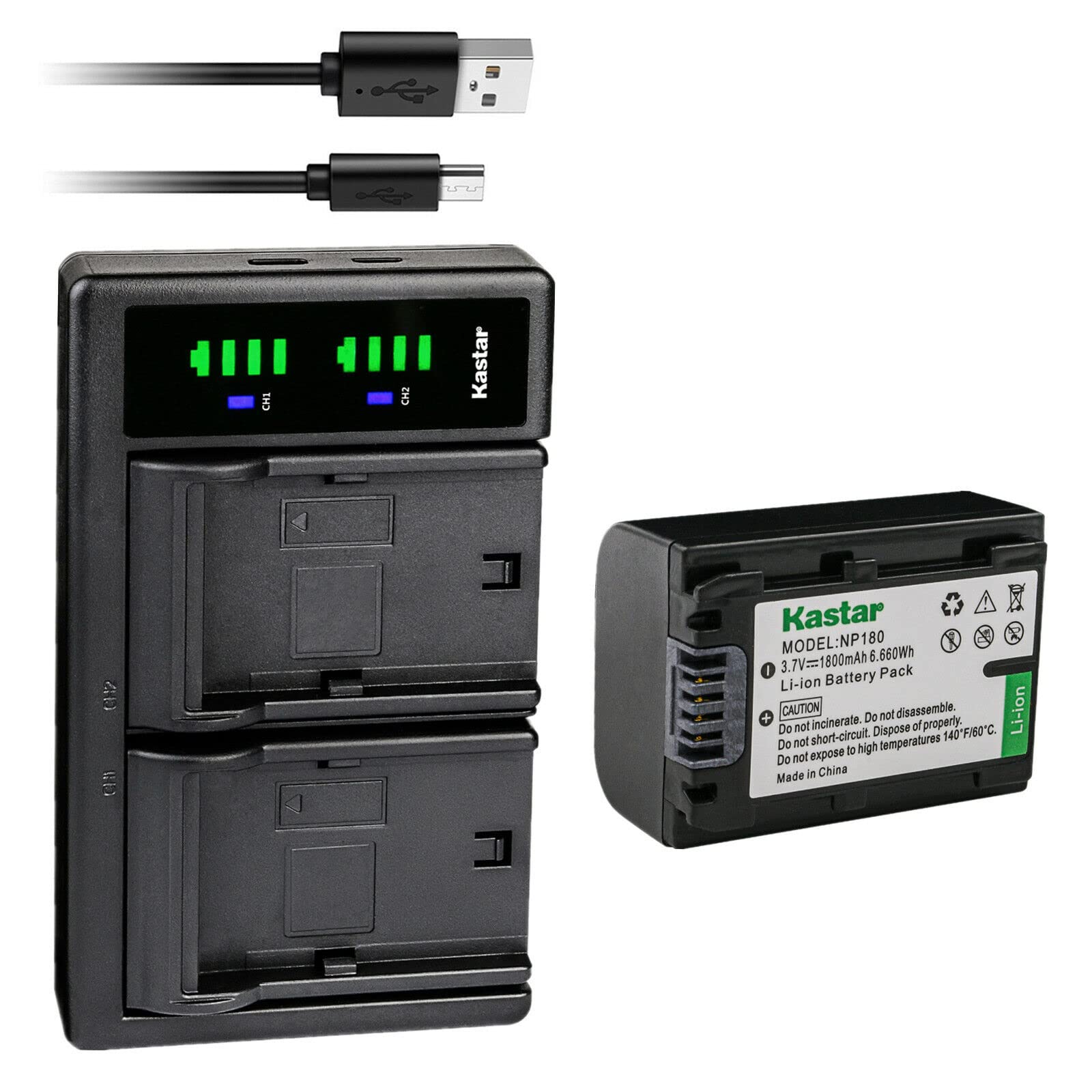 Kastar 1-Pack NP-180 Battery and LTD2 USB Charger Compatible with Minolta MN2K50NV - 2.7K Quad HD, MN4K25NV - 4K Ultra HD, MN4K20NV - 4K Ultra HD,