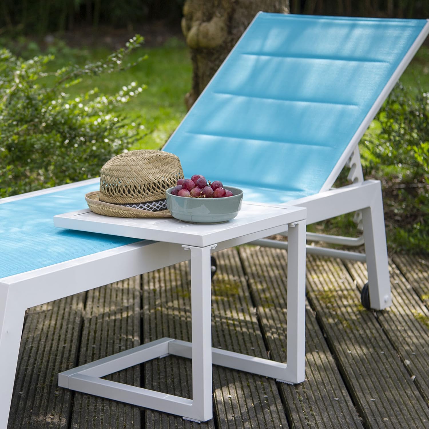 Happy Garden - Mesa Auxiliar Barbados de Aluminio Blanco