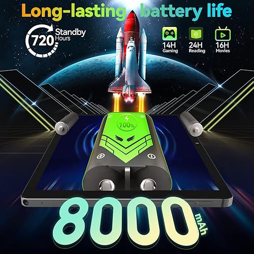 Miniatura 10 de kinstone Tablet para juegos Android 12 de 10.1 pulgadas, 8 GB de RAM+256 GB de ROM, 1920 x 1200 FHD IPS, cámara de 13 MP, 4G LTE+2.4G+WiFi 5G,