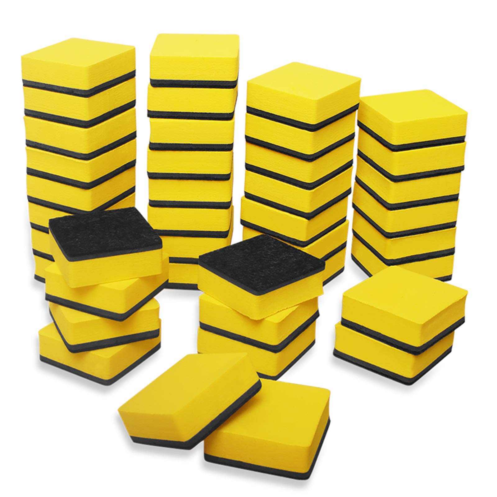 40 Pack Magnetic Whiteboard Dry Eraser Dry Erase Erasers Bulk Chalkboard Eraser Cleaner for Classroom, Office (2 x 2 inch, Yellow) image 1