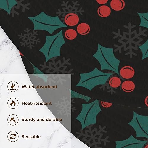 Miniatura 3 de 3 Pcs High Heat Trivet Christmas Holly Berries for Hot Pots and Pans 15in Cotton Thread Weave Heat Resistant Pad for Crock Pot Kitchen Decor