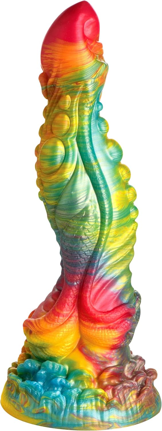 CREATURE COCKS Majestic Merman Silicone Dildo for Men, Women & Couples. Firm and Flexible, Strong Suction Base, Fantasy Dildo, Unique Texture. Premium Phthalate-free & Body-safe Silicone 1 Piece, Rain