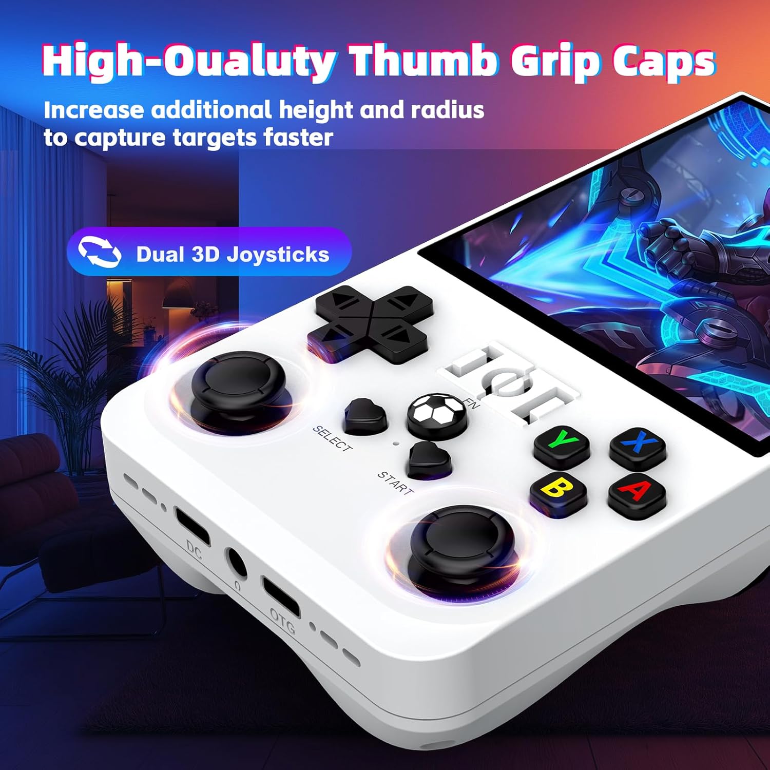 R36MAX Retro Handheld Game Console, Retro Gaming Console with 64G Built-in 18000+ Classic Games, 4.0 Inch 720x720 IPS Screen, Portable Handheld Linux System, 4000mAh Battery (White)