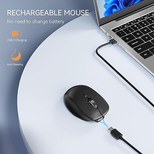 Miniatura 2 de Uiosmuph Mini ratón inalámbrico Bluetooth para viajes, mouse de computadora recargable silencioso para computadora portátil, pequeño portátil