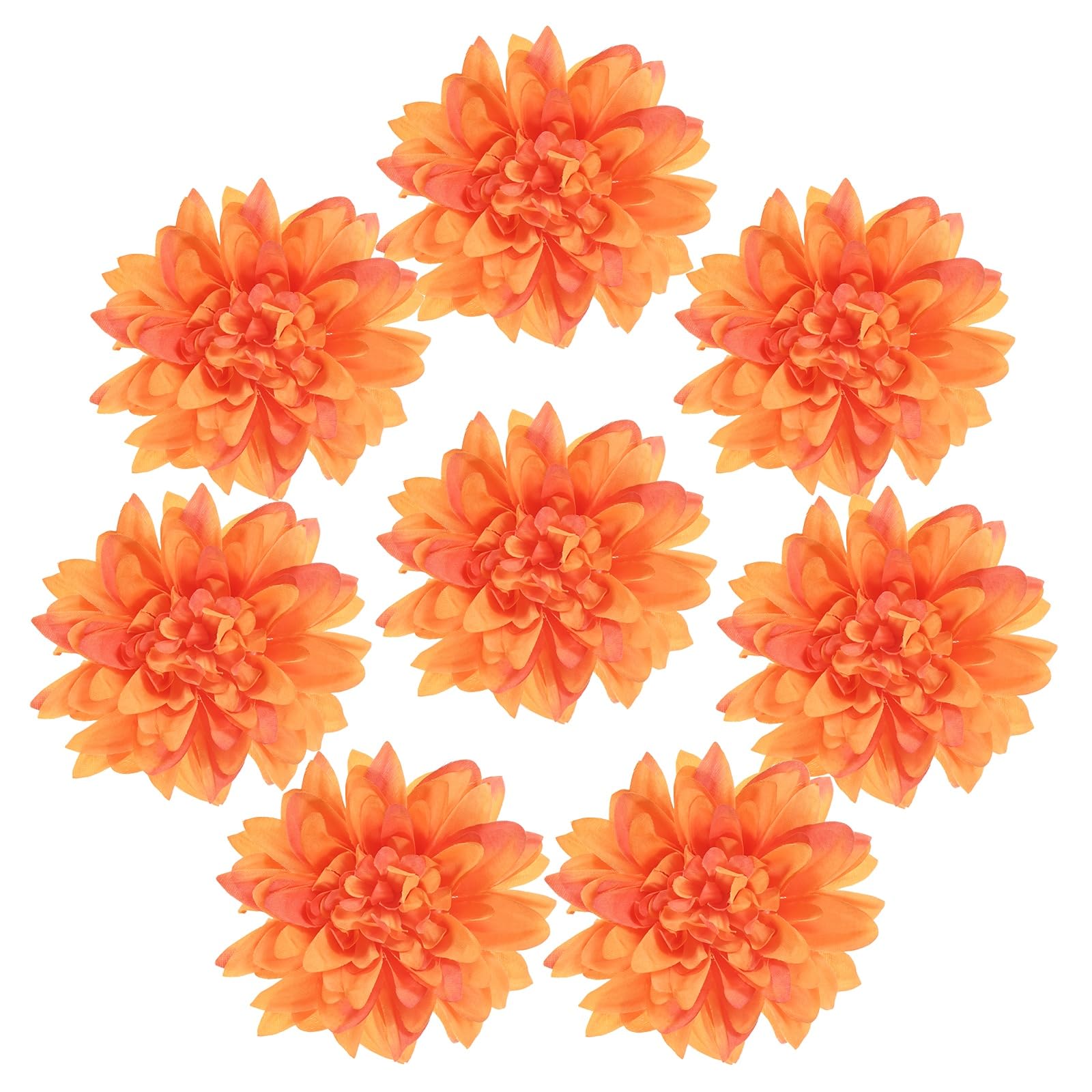 M METERXITY 8-Pack Artificial Flowers Bulk, 3.54Inch/90mm Fake Chrysanthemum Floral Silk Flowers for DIY Home Decorations/Wedding Bouquets/Garden Office Table Centerpieces[Orange]