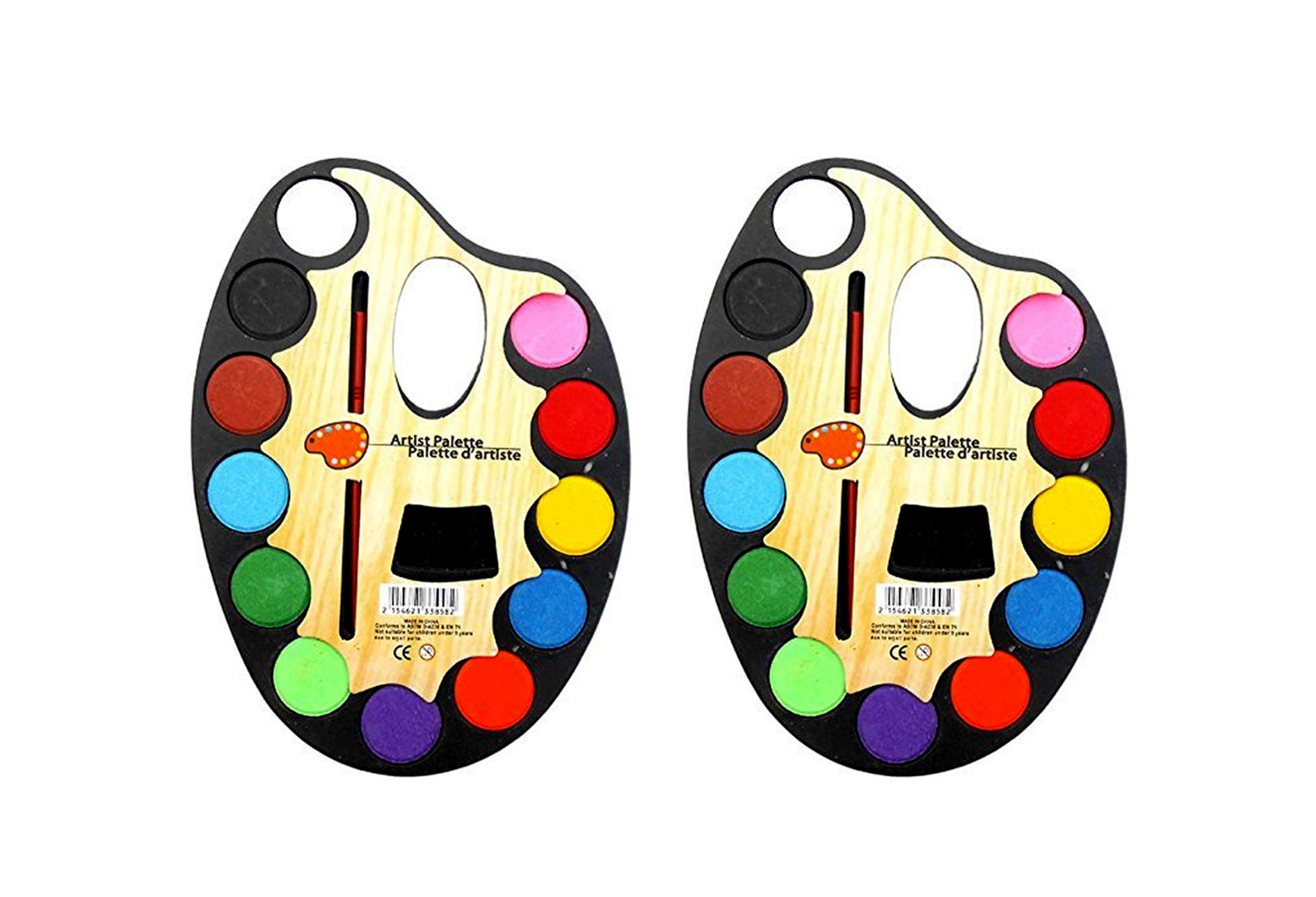 Art Bundle Artistic Palette with 12 Water Color + Artist Paint Brush for Kids| Best Birthday Gifts for Kids-Set of 2