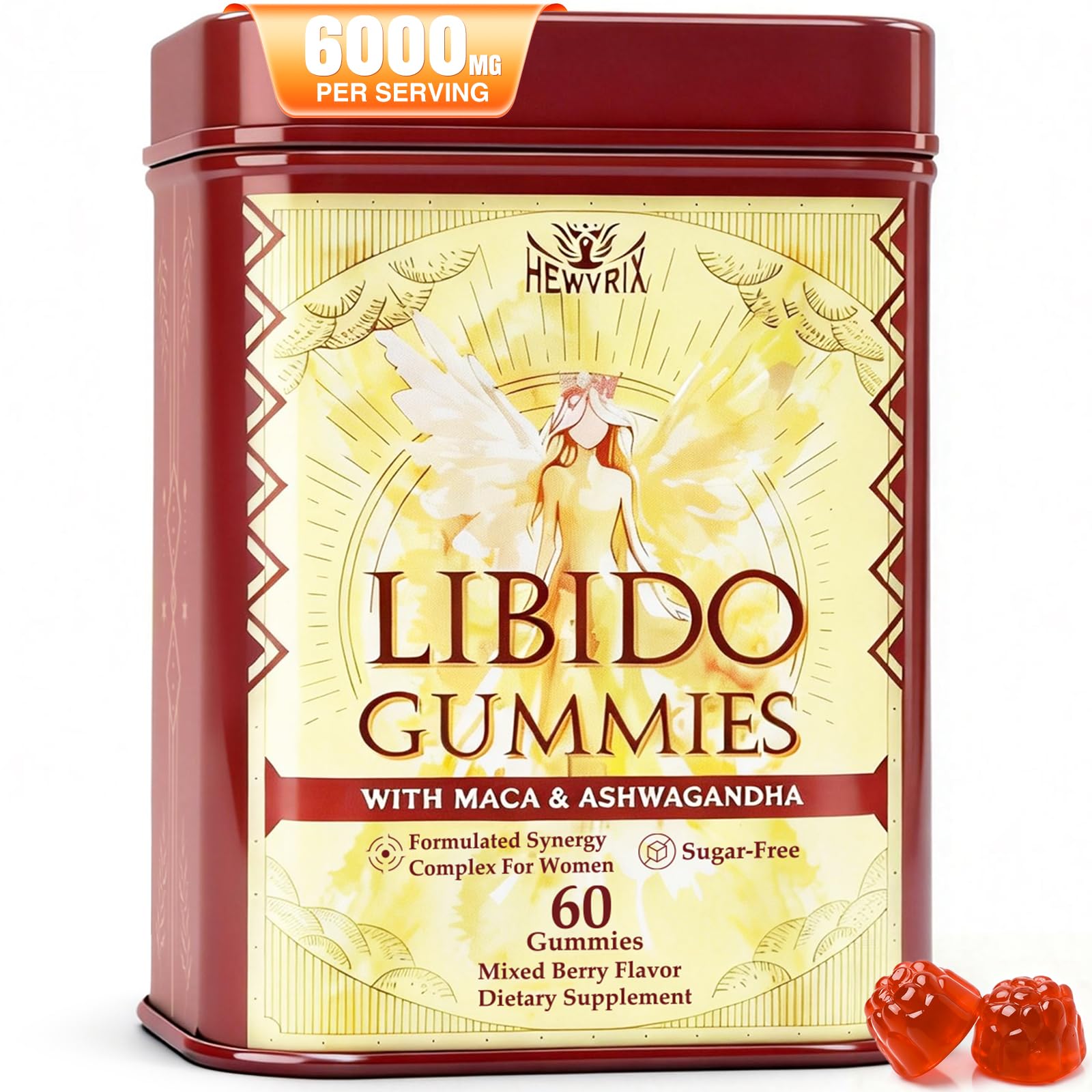 Libido Support for Women with 1500mg Maca & 1000mg Ashwagandha, 60 Gummies