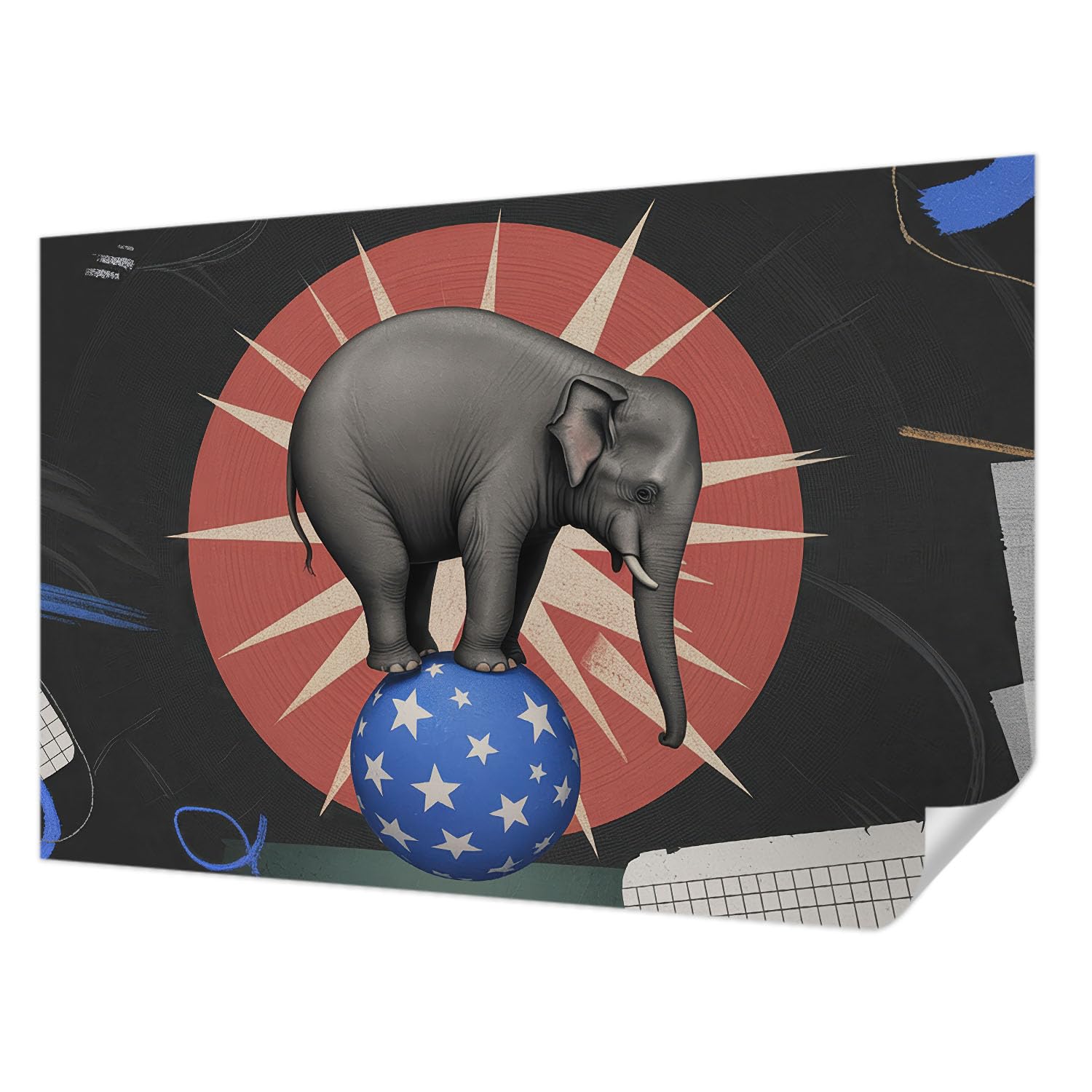 Papier peint autocollant 104x70 cm motif éléphant de cirque Tulup pour chambre