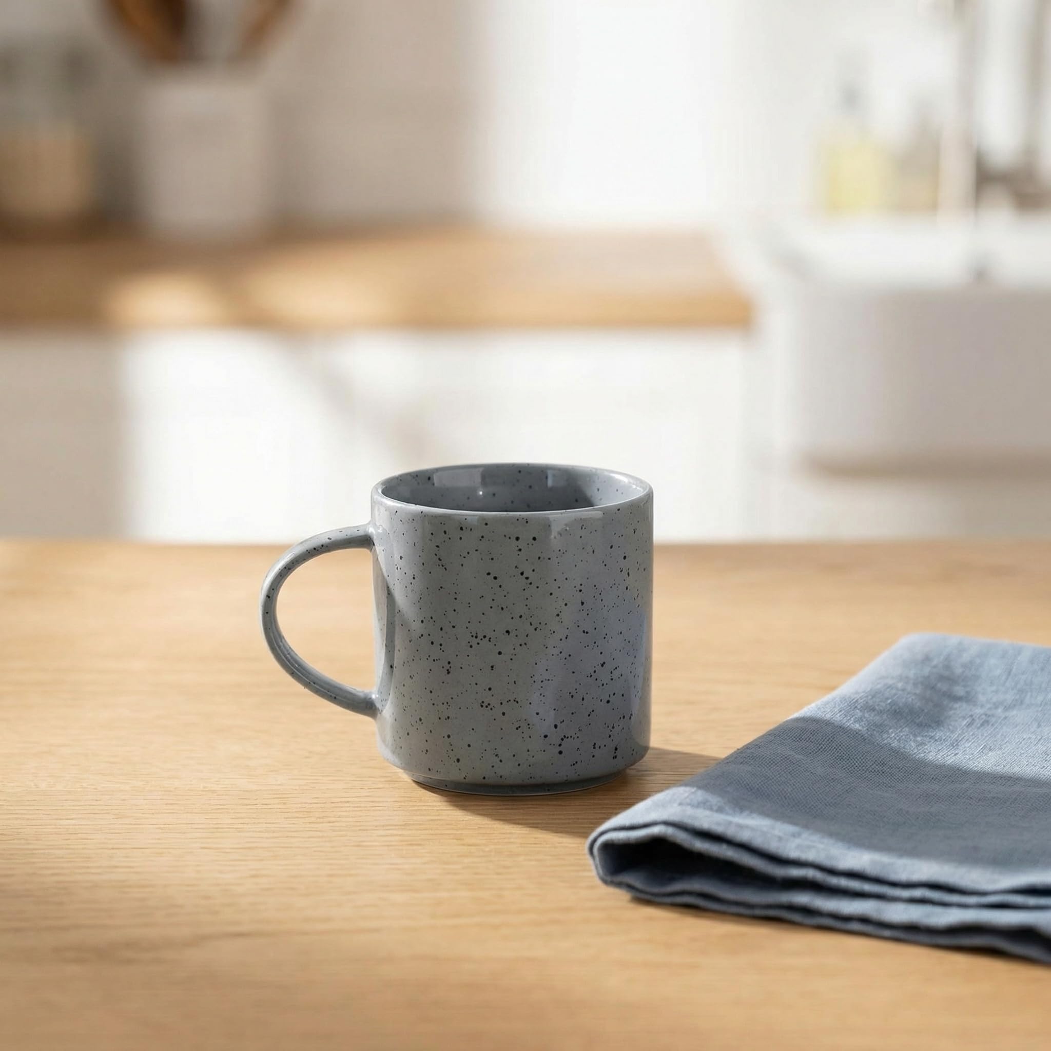 Juego De 4 Tazas De Café De Gres con Asa Grande De 355 Ml (12 Oz) Latte, Capuchino, Té Y Más - Aptas para Microondas Y Lavavajillas - Cappuccino White Mug Set - 4PCS