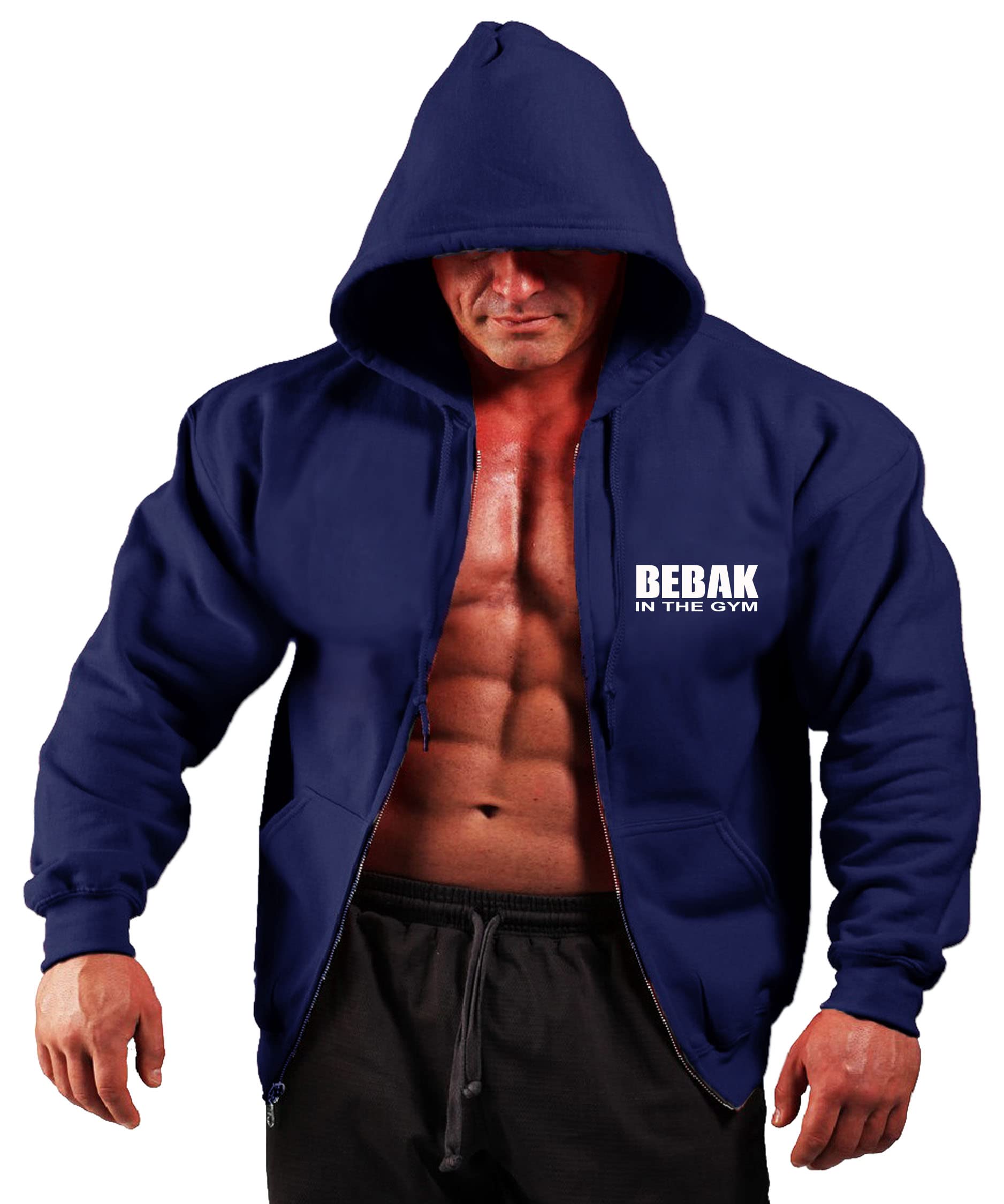 BEBAK ACTIVEMens Gym Hoodie | Zipper Pullover Hoody Clothing for Men Bodybuilding Top Arnold Schwarzenegger Inspired Sweatshirt T Shirt S M L XL 2XL 3XL 4XL 5X