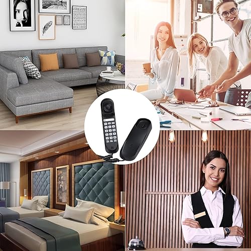 Miniatura 6 de Sangyn Teléfono con cable para el hogar Mini teléfono fijo montado en la pared Teléfono de escritorio No requiere alimentación de CA para la cocina