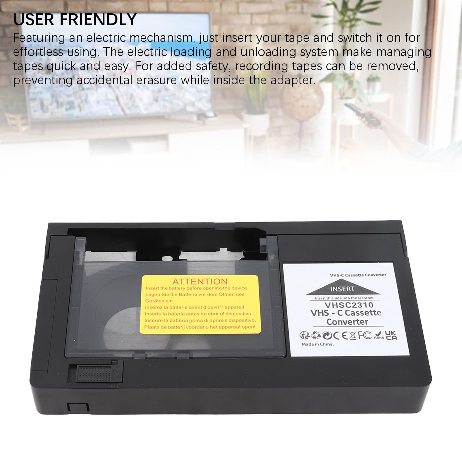 Efficiente Convertitore di Cassette per la Riproduzione VHS C VHSC, Registrazione One Touch Control per Anziani, Funzionamento a Batteria