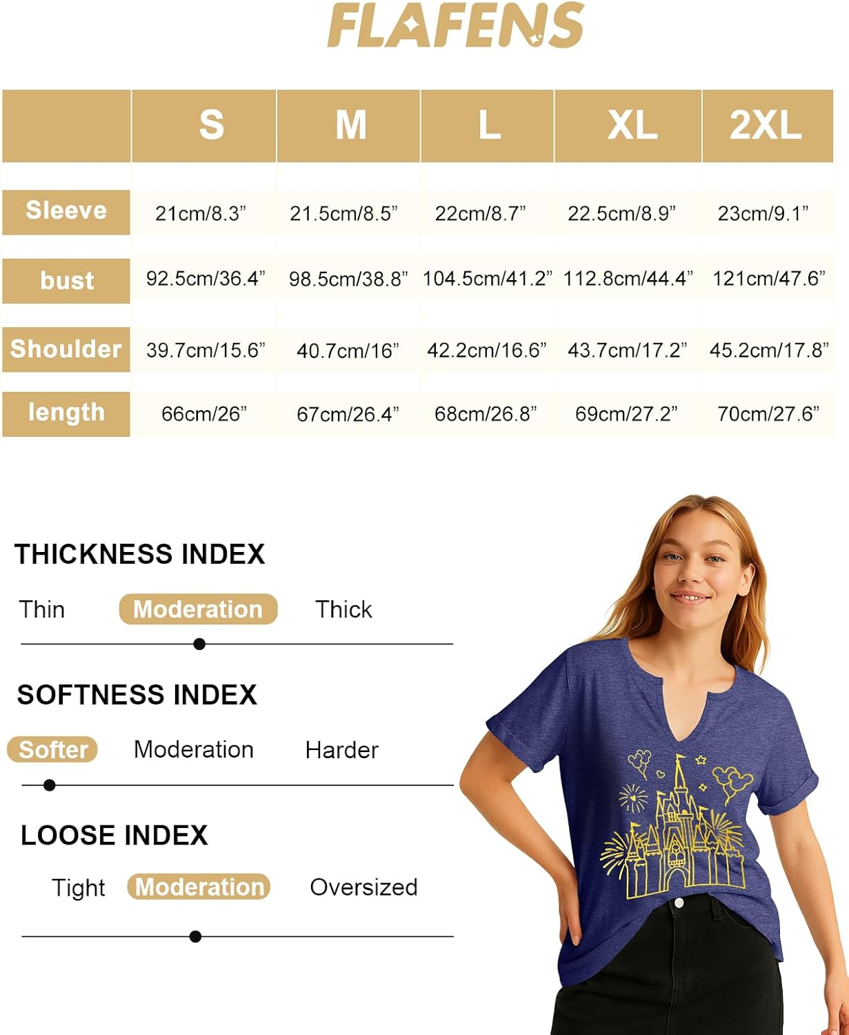 Flafens V Neck T-Shirts for Women - Graphic Short Sleeve Tees Tops Fashion Trendy Soft Casual Summer Outfits Clothes - Image 3