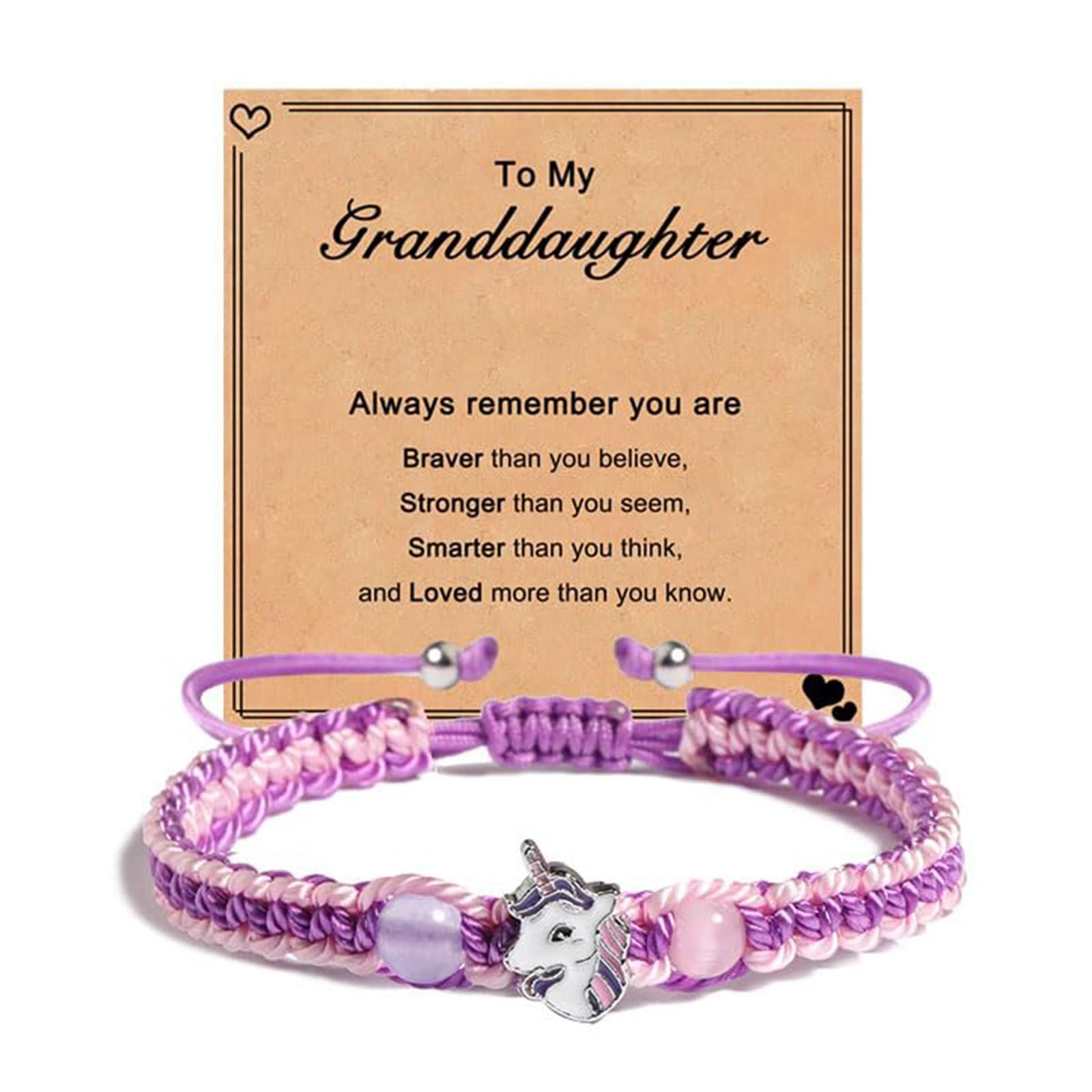 [Netbiio] 2 Pack Fantasy Myth Horse Bracelet for Kids Changeable Interlace Plan Girls Jewelry Gift Set with Greeting Card Braided Rope Friendship Ensemble for Kids, フリーサイズ