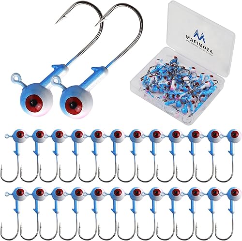 Miniatura 8 de 15-50pcs pesca jig heads ganchos Set 3D ojos alto carbono redondo Crappie jigs 132-12OZ pesca jig hooks surtido jig heads agua salada agua dulce