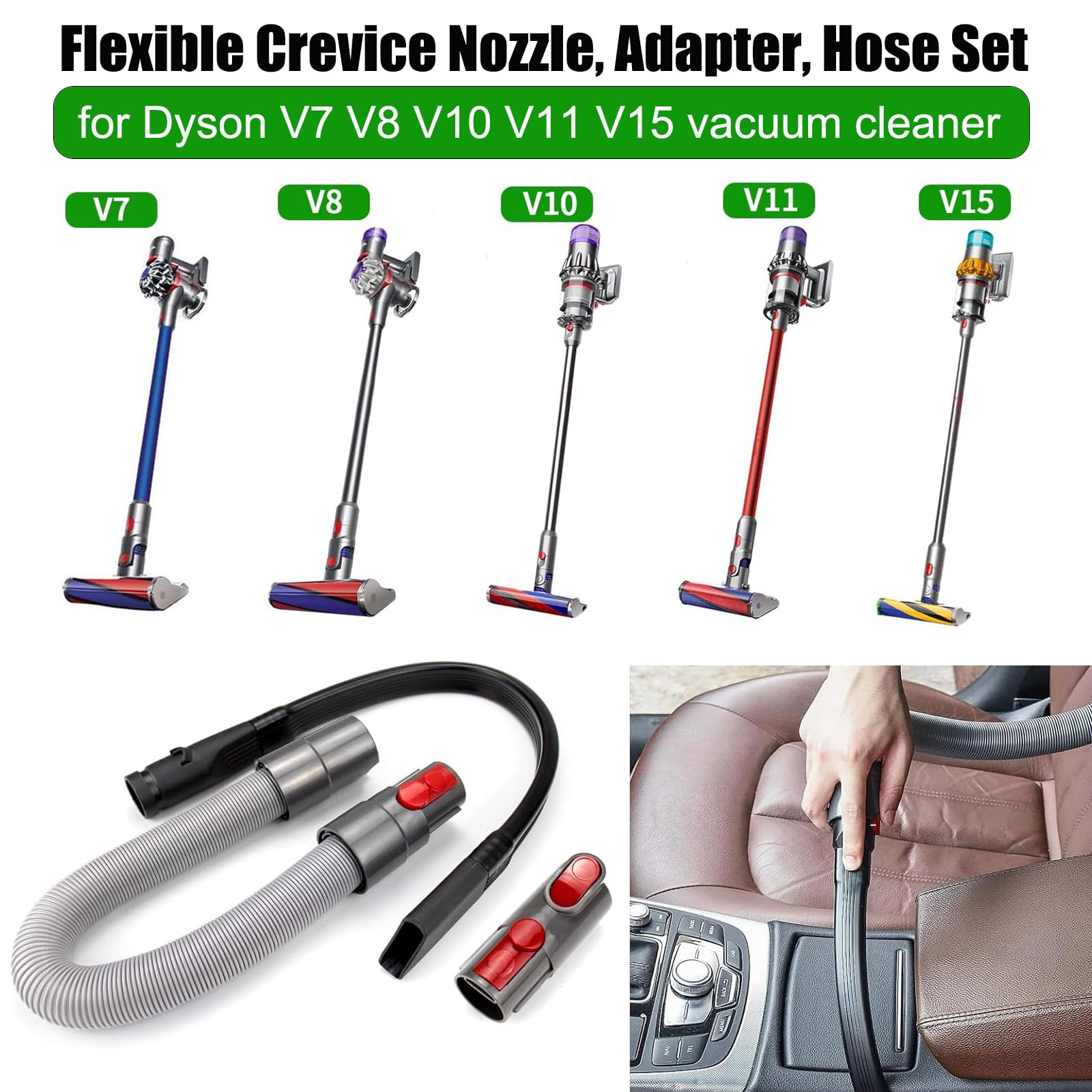 Elastyczne narzędzie szczelinowe + adapter + zestaw węża do odkurzacza do Dyson Gen5 V7 V8 V10 V11 V15
