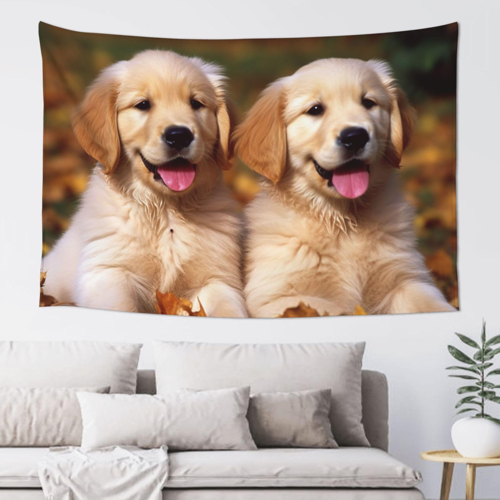 Fodpand Black Golden Retriever Dogs Puppies Pets Tapestry Dorm Decor, Wall Backdrop Aesthetic Tapestries Hanging Banner For Bedroom, Modern Wall Art Poster Blanket, Home Decor Wall Tapestry 60"X40"