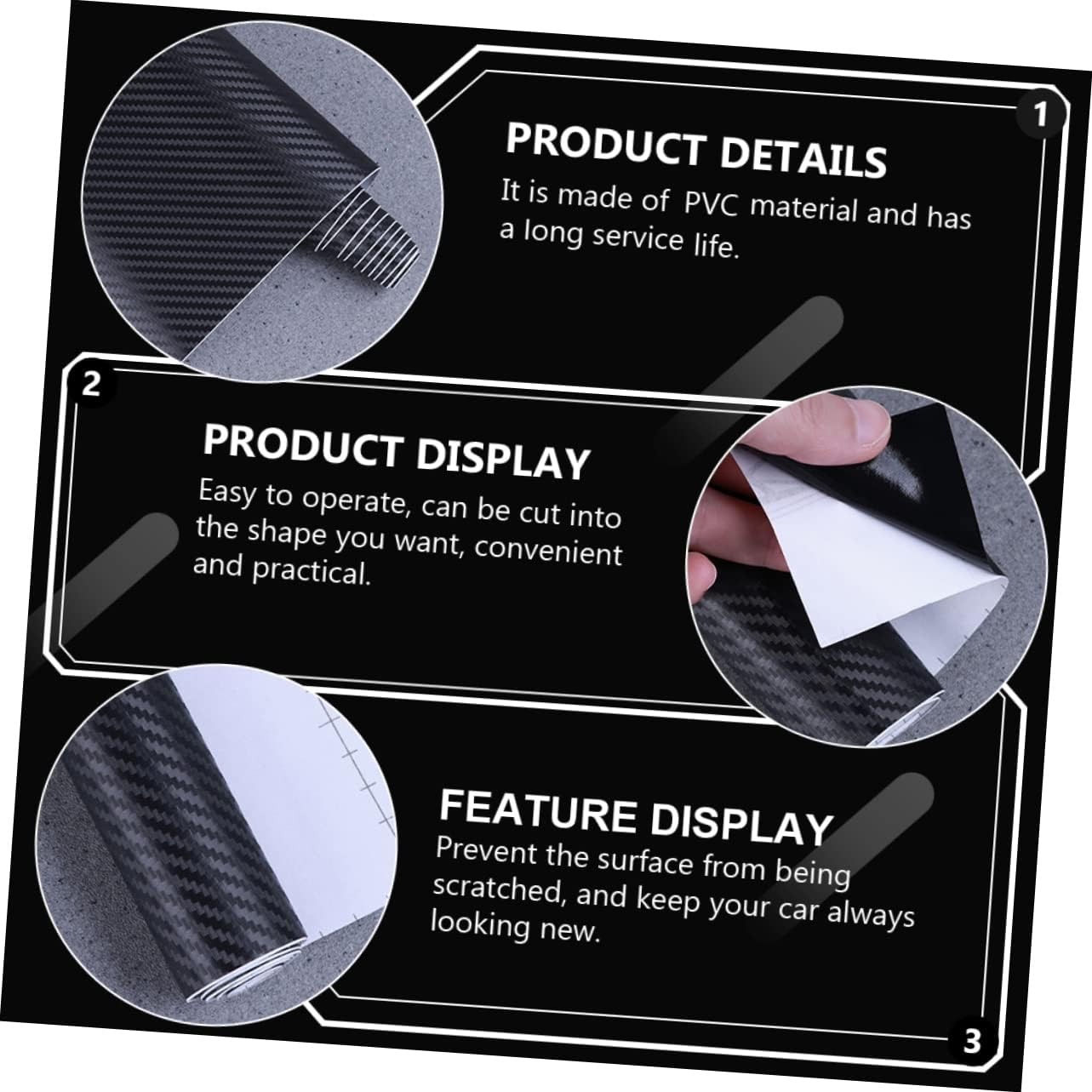 4D Carbon Fiber Vinyl Wrap Film 1 Roll Car Interior Decor Sticker for Automotive Waterproof Scratch-Resistant Easy to Apply