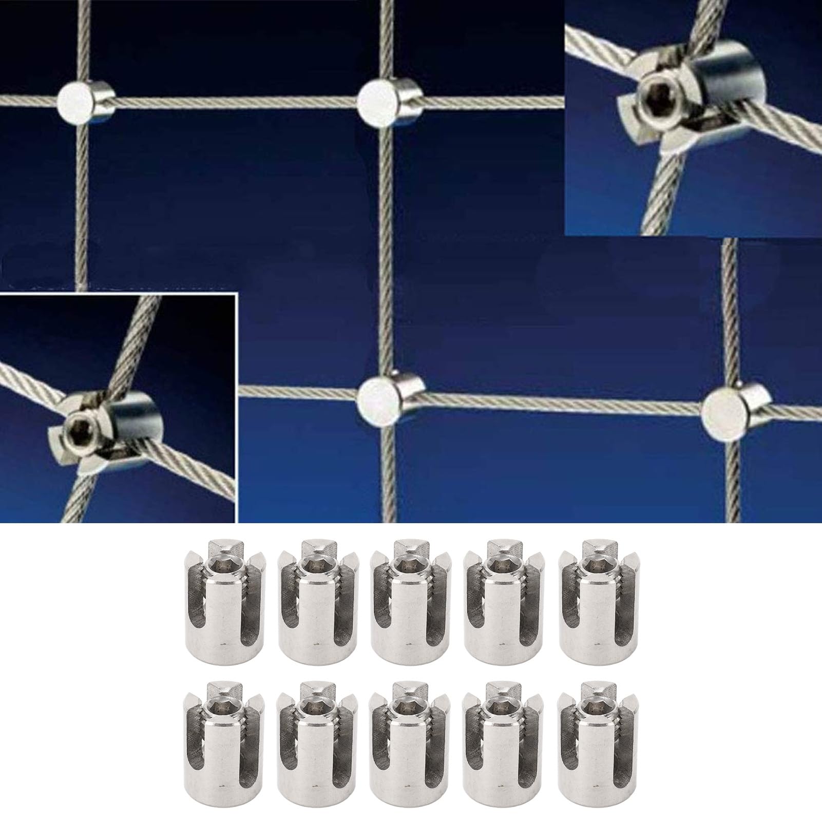 Baxn10 pezzi morsetto a cavo trasversale, 316 filo in acciaio inossidabile traliccio a croce, clip a croce di corda a filo arrugginito, clip a croce di razza cavo per cavo per cavo