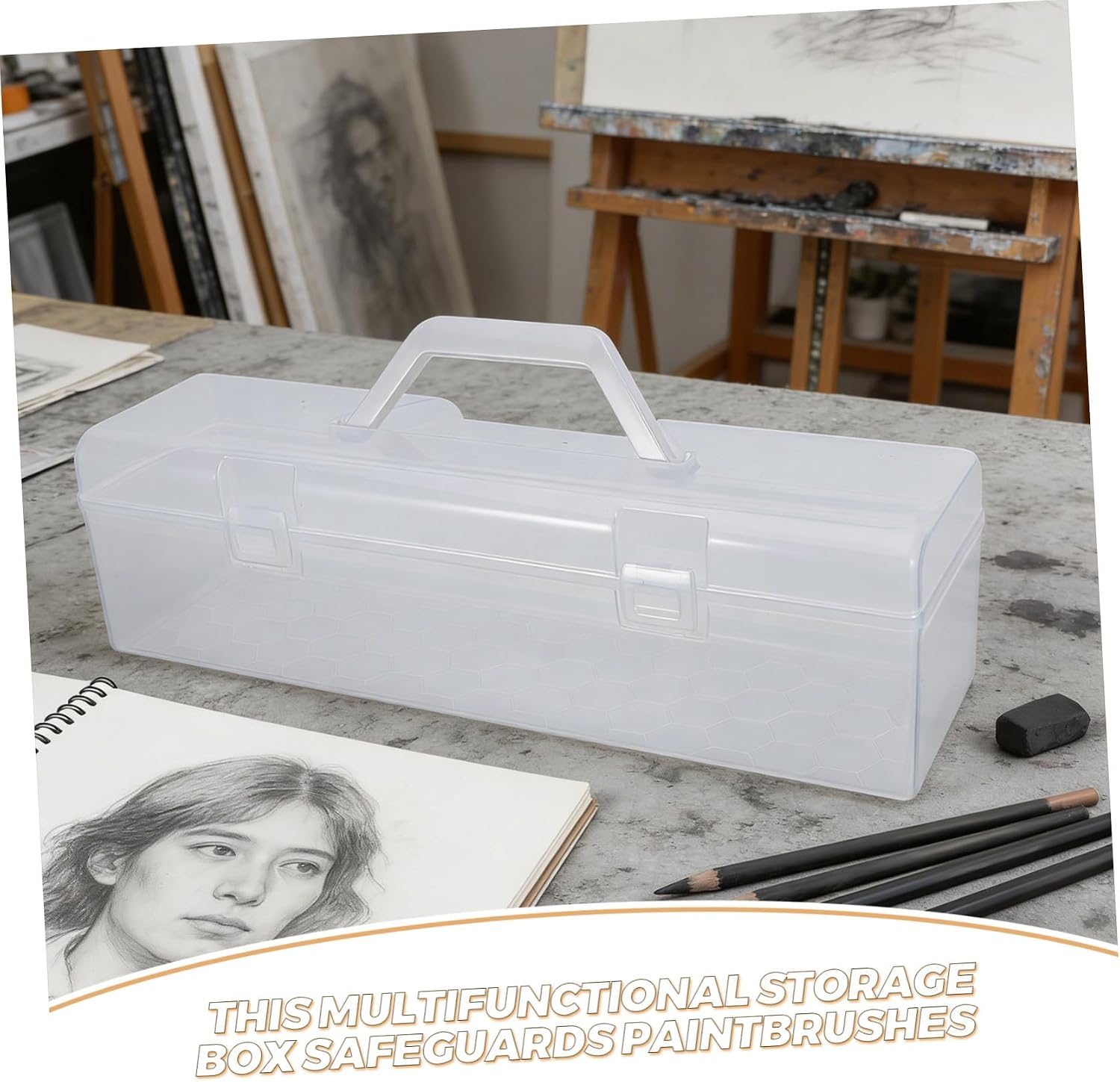 Portable Storage Box with Handle, 2 Pack Thick Plastic