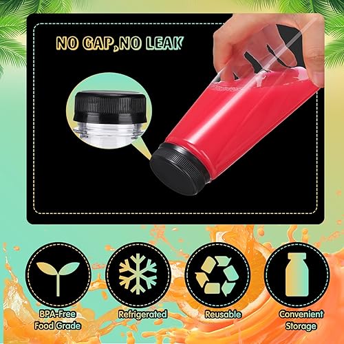 Miniatura 3 de 36 botellas de plástico para jugo, a granel con tapas, a prueba de fugas, reutilizables, botellas de agua transparentes vacías, recipientes de