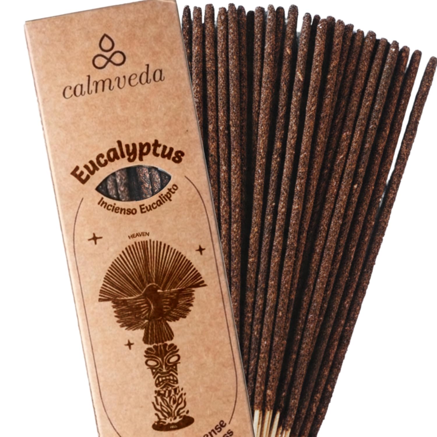 Calmveda Eucalyptus Resin Smudge Incense- (24+ Thick Sticks) Natural Charcoal Free Incense | Crisp Rainforest & Minty Aroma for Sinus Relief, Focus & Energy Cleansing (Long Burning) โ image 1