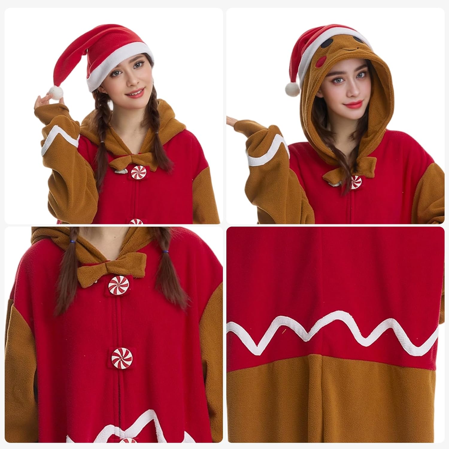 Adult Onesie Christmas Costume Unisex Cosplay Plush Pajama Halloween Cute One Piece Jumpsuit for Women Men - Image 5