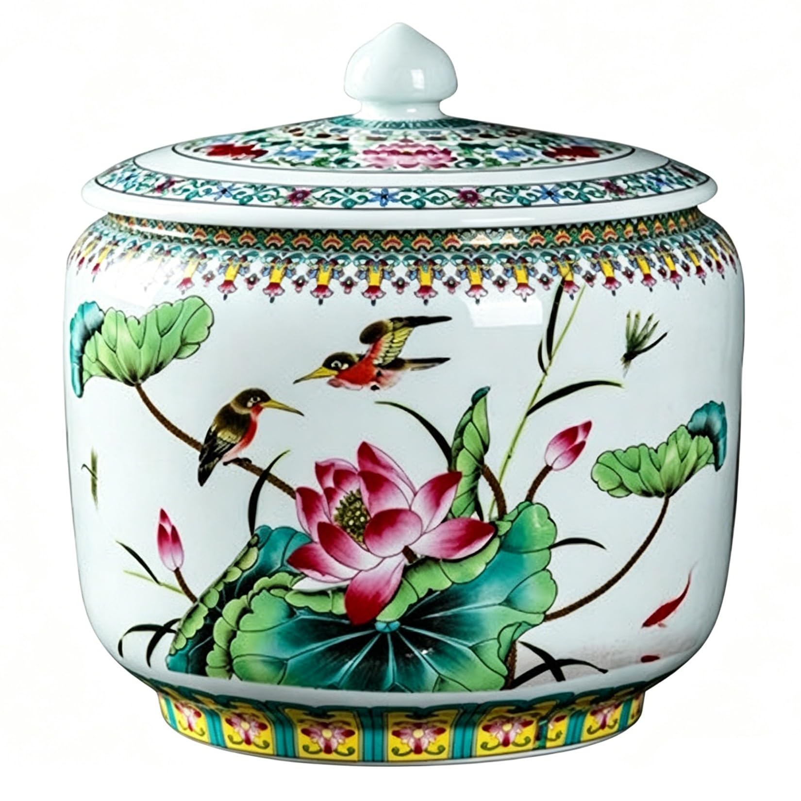 MMleYN Ceramic Rice Storage Container With Sealed Lid, Chinese Ceramic Rice Jar & Dispenser, Food Airtight Storage Jar For Rice, Soybeans, Flour, Snacks, Pet Food(B,15kg)