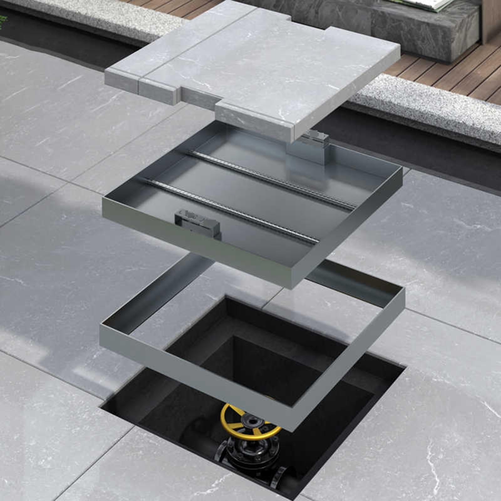 Copertura e base Recular Heavy-Du, 130 x 50 x 5 cm, in plastica, ideale per vialetti e uso esterno, facile accesso per manutenzione, design resistente alle intemperie