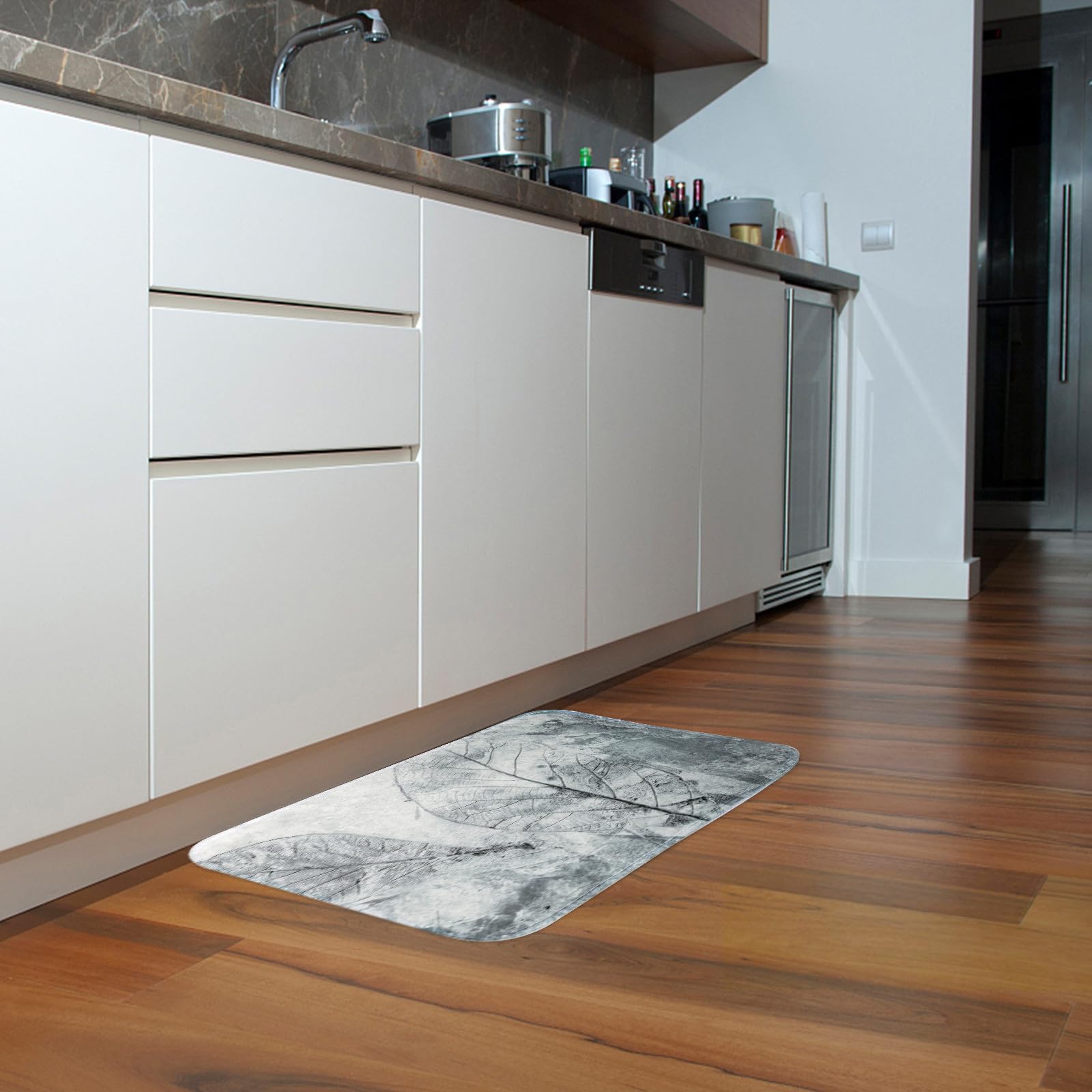 BESPORTBLE Set Antiscivolo Decorazione Foglie 3 Pezzi Stile Retrò Tappeti Bagno Materiale Poliestere Morbido e Confortevole per Bagno Domestico Elegante